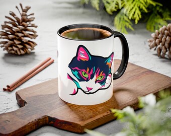 Lulu the Cat Pop-Art Attitude Mug - Bold, Colorful, and Cat-Approved