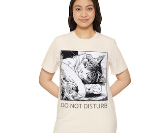 Do Not Disturb Sleeping Cat Tee | Organic Cotton Ink Illustration Cat Lover Shirt
