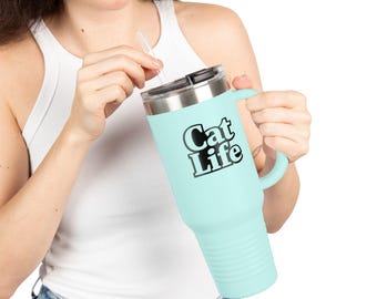 Cat Life - Neon Cat - Travel Mug | 40oz Insulated Tumbler
