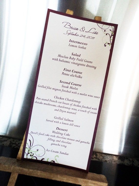 Items similar to Wedding Menu, Menu, Wedding Menus on Etsy