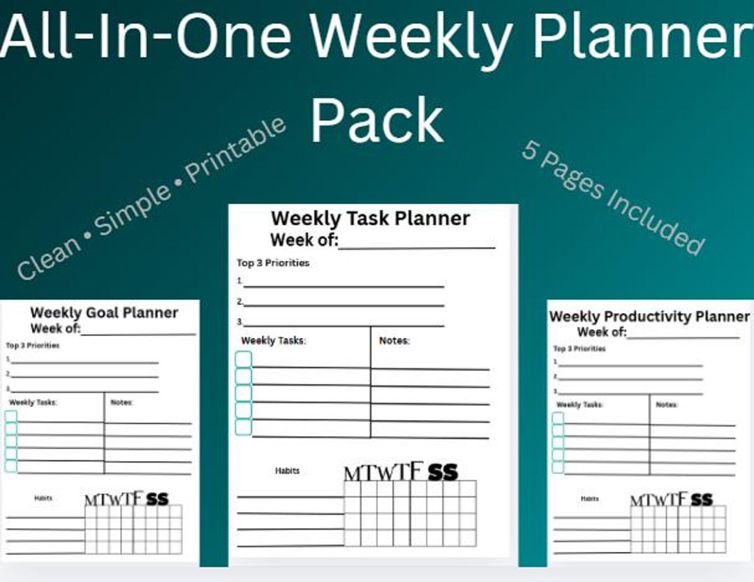 Minimalist Weekly Planner Printable | Clean Productivity PDF (instant ...