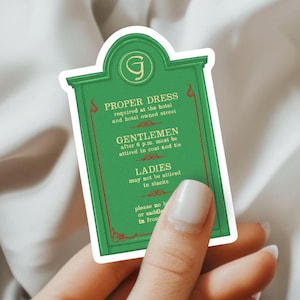 Adesivo "Vestiti per cena", cartello del Grand Hotel, resort per vacanze, ricordi dell'estate, destinazione Michigan, isola di Mackinac, per album ST060