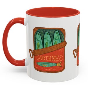 Sardine-Themed Coffee Mug, Whimsical Fish Lover Gift, Fun Kitchen Decor, Unique Beverage Mug, Quirky Coffee Cup