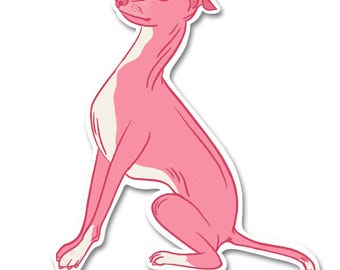Italian Greyhound Sticker Dog Mom Pink Illustration of a Dog in Waterproof Matte Vinyl Decal ST095