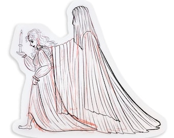 Gothic Ghost Couple Sticker: Paranormal Romance, Dark Academia Art ST011
