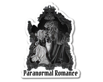 Paranormal Romance Couple Illustration Black and White Vinyl Water-proof Sticker Decal ST041