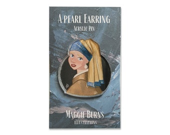 Girl with a Pearl Earring Illustration Acrylic Pin AC003