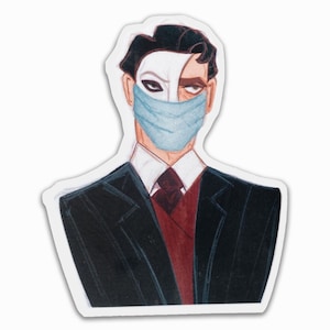 Phantom Wearing a Medical Mask Sticker Phantom of the Opera Humor Sticker Waterproof Decal Gift Idea for Broadway Musical Fans ST008