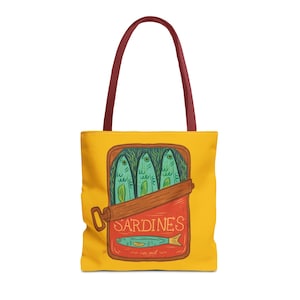 Sardines Tote Bag, Fun Beach Bag, Grocery Tote, Unique Gift, Colorful Eco-Friendly Bag