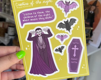 Creature of the Night Sticker Sheet Vampire Bat Vinyl Decal