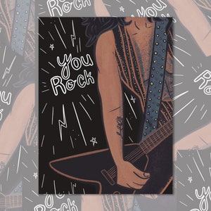 YOU ROCK Rock and Roll Band Metal Hair Band Electric Guitar Spandex Positive Affirmation Feel Good Matte Sticker Decal ST044