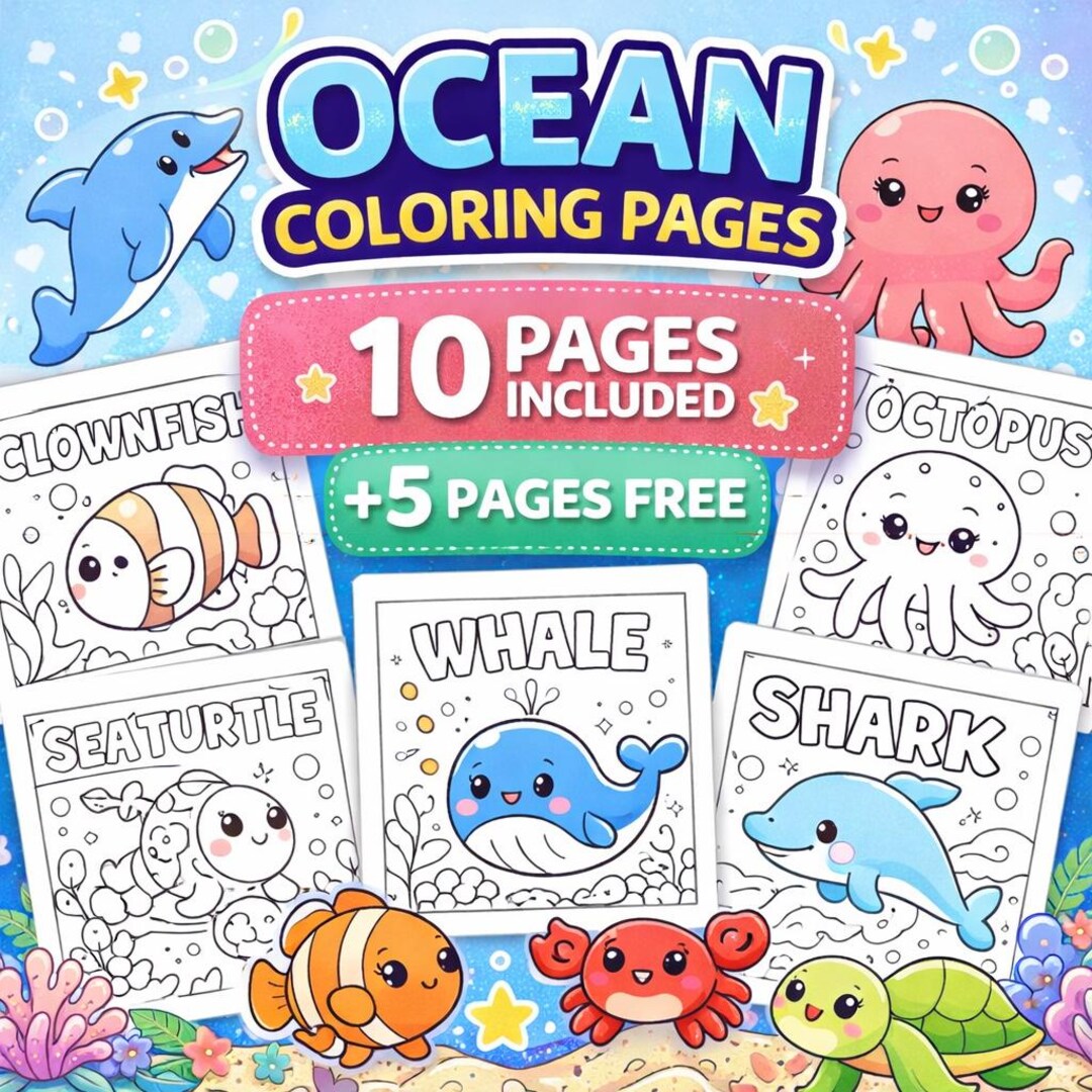 Ocean Animal Coloring Pages for Kids | Printable Sea Creatures With ...