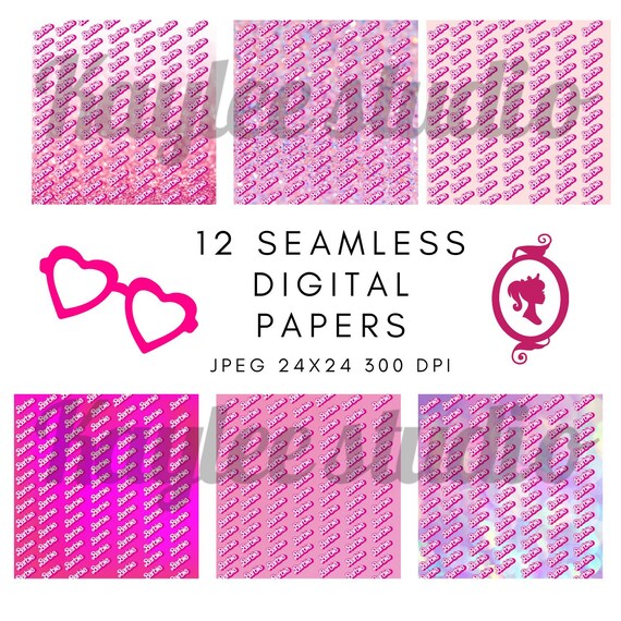 Digital Paper Barbie, Glitter Paper Seamless Texture Patterns