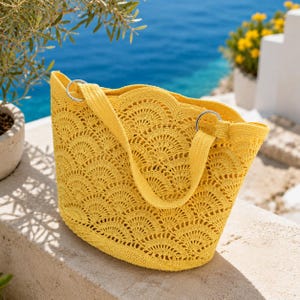 Giant Seashell Crochet Tote Pattern PDF | Beach Bag Crochet Pattern | Market Tote Bag | Raffia Bag Pattern | Summer Crochet Bag