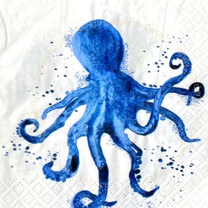 Octopus Paper Decoupage Napkin, Beach Decoupage paper napkin, Octopus Paper, Nautical Paper, Mod Podge Craft, Mod Podge Ocean napkin