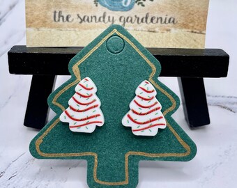 Christmas Tree Snack Cake Stud Earring, Mini Christmas Tree Earrings, Holiday Earrings, Costume Earrings, Teacher Christmas Gift, Bus Driver