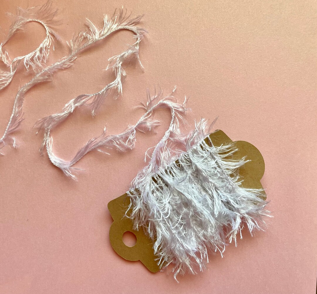 Eyelash Yarn White for Scrapbooking, Mixed Media, Journals, Gift Tags