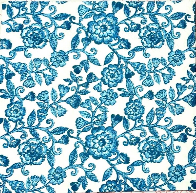 Paper napkin Blue Danube Floral pattern on white background
