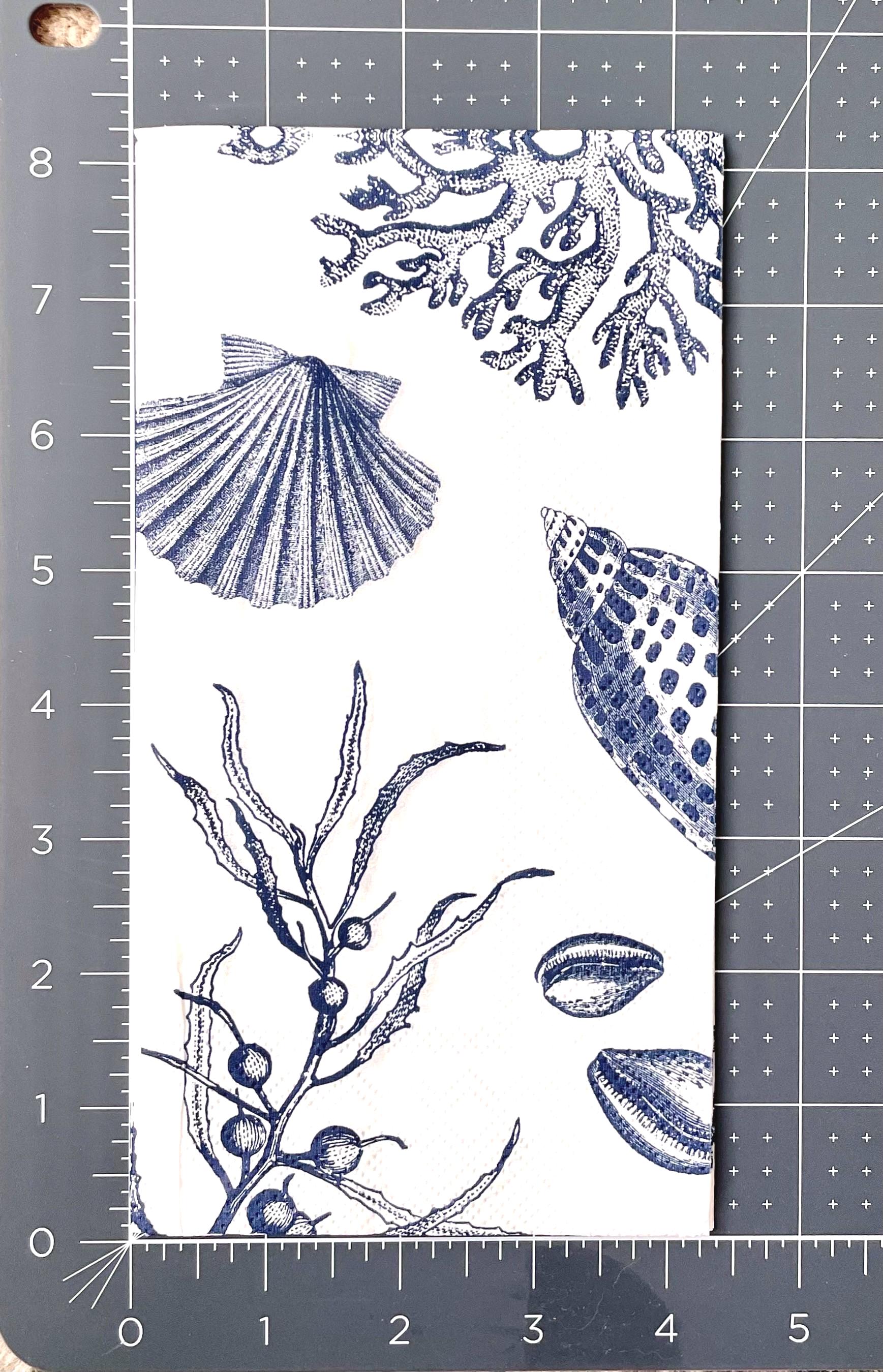 Sea Shell Decoupage Seashell Decoupage Napkin, Beach Decoupage Paper Navy Napkin, Seashell ...