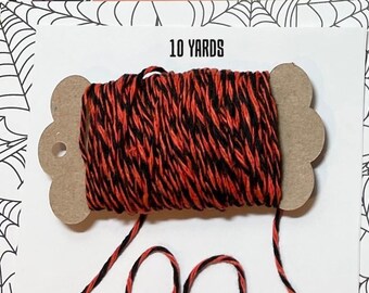 Halloween Twine Yarn, 10 Yards, Cord, Orange Black Yarn, Yarn for Scrapbook, Mixed Media, Journals, Gift Tags, Yarn Art, Yarn Embellishment