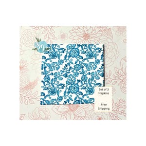 Paper napkin Blue Danube Floral pattern on white background