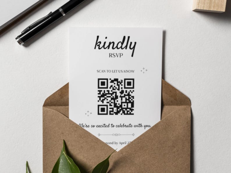 Wedding RSVP QR Code Card Template Editable Canva Modern RSVP Qr ...