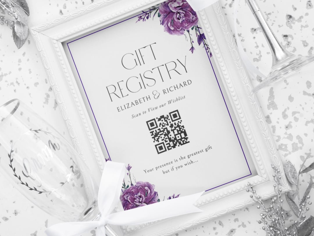 Registry Sign Wedding Registry QR Code Sign Template Editable Canva Gift Registry ...