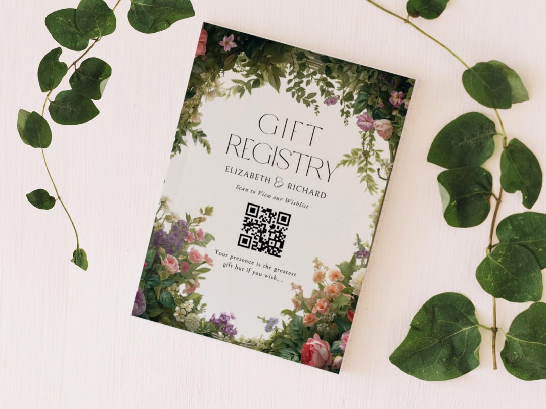 Registry Sign Garden Wedding Registry QR Code Sign Template Editable Canva Gift ...