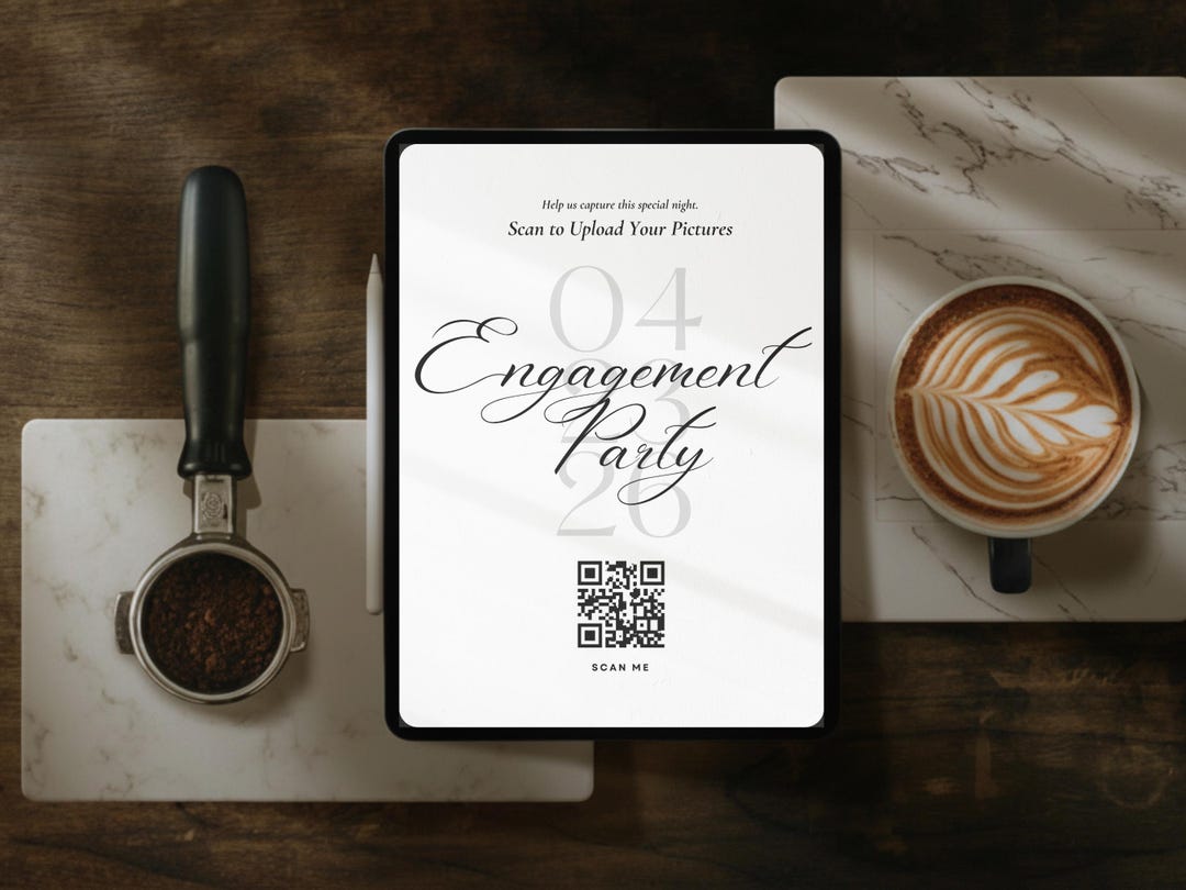 Digital Engagement Party QR Code Sign Template Editable Canva Photo ...