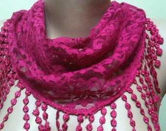 Pinky Sexy Lace Scarf, Valentines Day Gift, pink scarf, Gift for Girlfriend, Gift for Her, Gift for Women, Bridal scarf, bridesmaid scarf