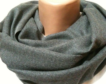 Gray Pashmina Infinity Scarf, Unisex, lightweight, very soft, Loop Scarf, Tube Scarf, Valentines day gift, gift for her, gift for him, shawl