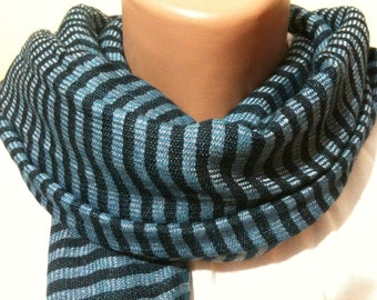 Valentines Day Gift, Blue Stripped Scarf, Unisex scarf, Women scarf, Men Scarf, Unisex Scarf, Shawl, Scarves, gift for him, gift for her