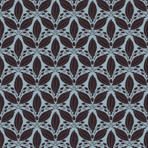 Seamless Pattern PNG/ Large/ Small Scale Cocoa Bean Designs/ Blue on Olive Botanical Repeat/ Digital Paper/ Surface Pattern / Commercial Use