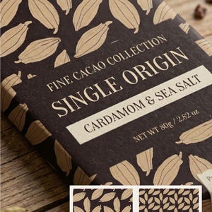 Cocoa Bean Seamless Pattern Set,  Digital Paper, Chocolate Packaging Design, Surface Pattern, Large & Small Scale, Commercial Use / PNG/JPG