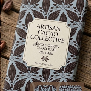 Seamless Pattern PNG/ Large/ Small Scale Cocoa Bean Designs/ Blue & Brown Botanical Repeat/ Digital Paper/ Surface Pattern / Commercial Use