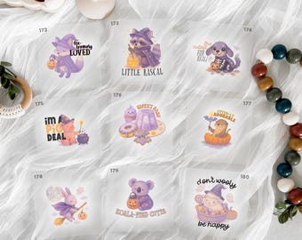 Baby Shower Halloween Watercolor Pastel Iron On Transfers For Bodysuit Decorating Station (9 Count)