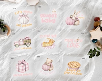 Baby Shower Little Pumpkin Pink Fall Iron On Transfers For Bodysuit Decorating Station (9 Count)