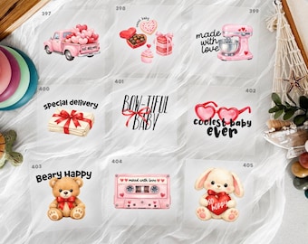 Valentine's Baby Shower Neutral February Iron On Transfers For Bodysuit Decorating Station (9 Count)