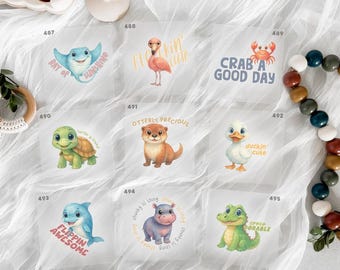 Baby Shower Water Ocean Sea Animals Iron On Transfers For Bodysuit Decorating Station (9 Count)