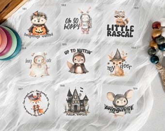 Baby Shower Neutral Halloween Animals Iron On Transfers For Bodysuit Decorating Station (9 Count)