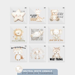 Baby Shower Neutral Animals Boho Iron On Transfers For Bodysuit Decorating Station (9 Count)