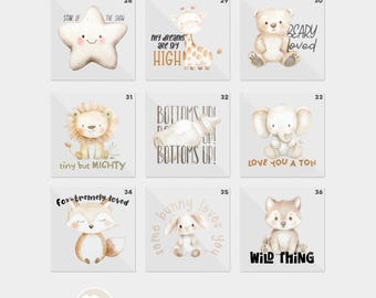 Baby Shower Neutral Animals Boho Iron On Transfers For Bodysuit Decorating Station (9 Count)