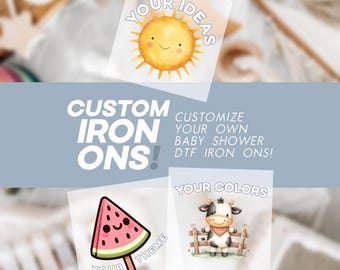 Personalized Baby Shower DTF Iron On Transfers For Bodysuit Decorating Bar Station