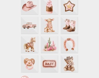 Pink Boho Western Cowgirl Baby Shower Iron On Transfers (12 Count)