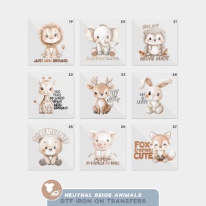 Boho Animals Gender Neutral Baby Shower Iron On Transfers For Bodysuit Decorating Station (9 Count)