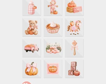 Cutest Pumpkin In The Patch Pink Girl Baby Shower DTF Iron On Transfers (12 Count)