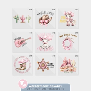 Pink Baby Shower Boho Western Cowgirl Iron On Transfers For Bodysuit Decorating Station (9 Count)