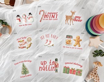 Christmas Vintage Baby Shower December Neutral Iron On Transfers For Bodysuit Decorating Station (9 Count)