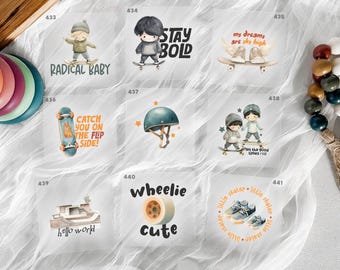 Baby Shower Skateboarding Skater Boy Iron On Transfers For Bodysuit Decorating Station (9 Count)