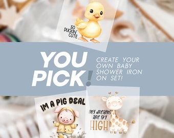 Baby Shower DTF Iron On Transfers For Bodysuit Decorating Station Custom You Pick Set